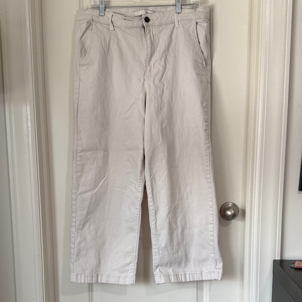 Off white denim ankle pants
